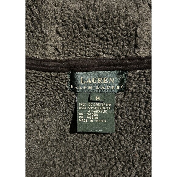 LAUREN RALPH LAUREN Suede Sherpa Lined Hooded Gray Equestrian Zip Vest M - Picture 2 of 9
